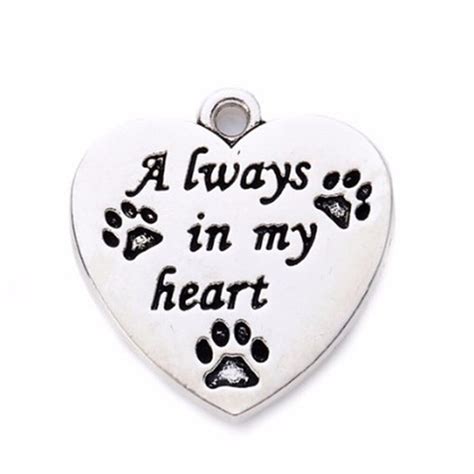 New Arrival Animal Charms Word Always In My Heart Love Dogs Paw Print