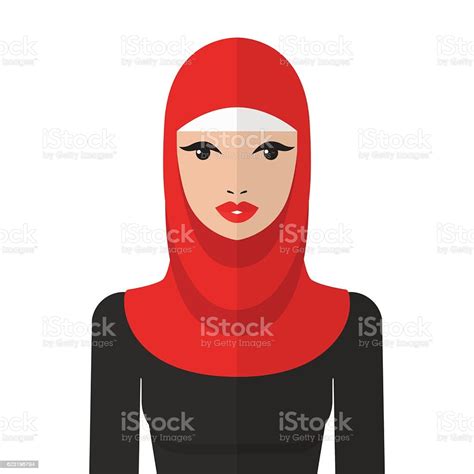 belle femme musulmane en hijab vecteur icône plate vecteurs libres de droits et plus d images