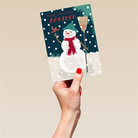 personalised cute snowman christmas card for brother hallmark
