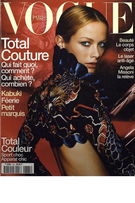 Vogue Paris Mars 1998 Vogue Magazine Covers Fashion Magazine Cover