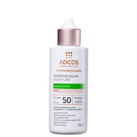 Filtro Solar Facial Adcos Aqua Fluid Nude FPS50 50ml Protetor Solar
