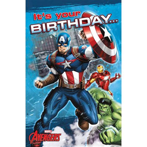 Birthday card for a male, boy, marvel fan. Its Your Birthday Marvel Avengers Pop Up Birthday Card (787618-0-1) - Character Brands