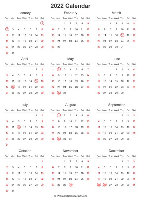 Free Printable Calendar 2022 Portrait Printable World Holiday