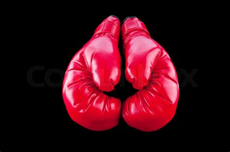 Red Boxing Gloves Isolated On Black Stock Image Colourbox