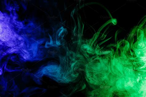 Abstract Blue And Green Smoke Hookah High Quality Abstract Stock