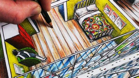 How To Draw A Room In One Point Perspective Birds Eye View