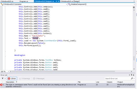 C Type Or Namespace Could Not Be Found Form Itecnote