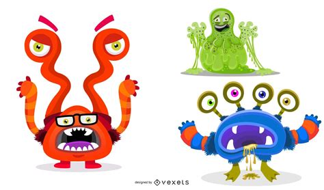 Dibujos Animados De Monstruos Ilustrados Lindos Descargar Vector