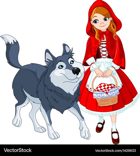 Little Red Riding Hood Meeting With A Wolf Vector Image 2cc