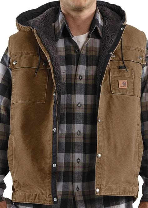 Carhartt Carhartt Sandstone Multi Pocket Vest Hooded Snap Front