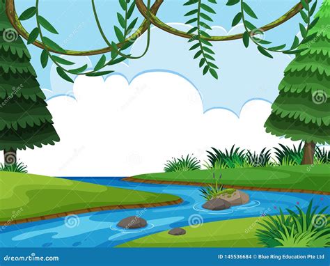 Beautiful Nature River Scene Stock Vector Illustration Of Vector