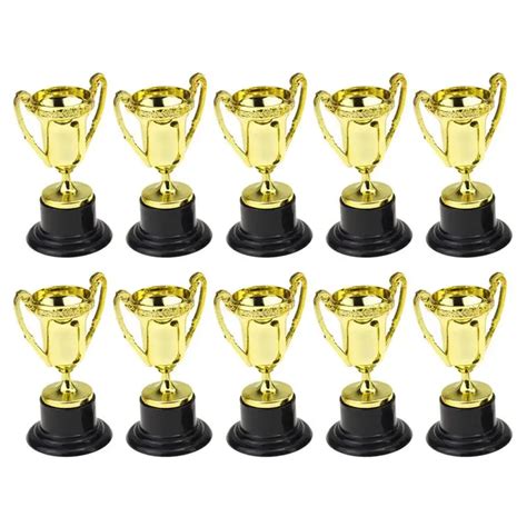 10pcs Plastic Shiny Mini Winner Trophies Gold Cups Toy Trophies For