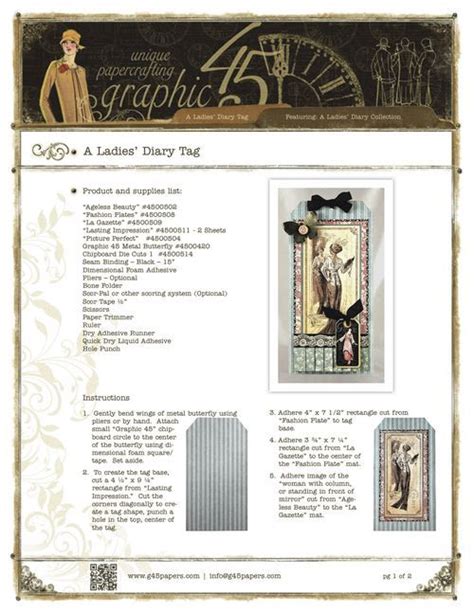 Graphic 45 Presents Three A Ladies Diary Project Sheets Graphic 45