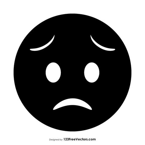 Black Worried Face Emoji Black And White Art Drawing Emoji Icon Emoji