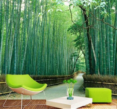Ciptakan suasana ruangan yang indah. Jual Wallpaper Wall Paper Dinding Custom 3D 3 D 3 DImensi Pemandangan Alam Hijau Bambu Bamboo 3 ...
