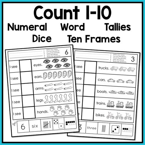 Free Errorless Cut and Paste Math Worksheets Counting 1-10 – Autism