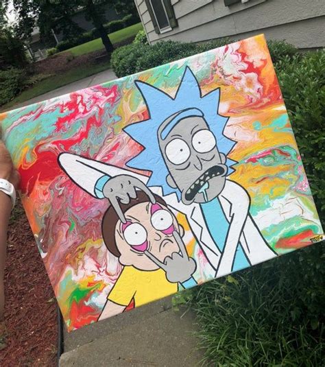 Rick And Morty Original Painting Fluid Painting Cartoon Network