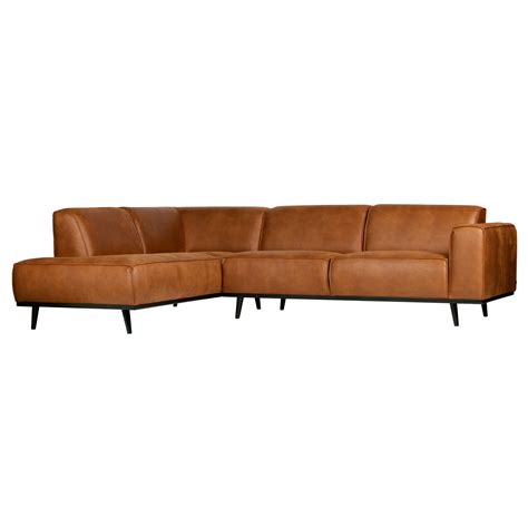 Bepurehome Corner Sofa Statement Left Cognac Brown Eco Leather