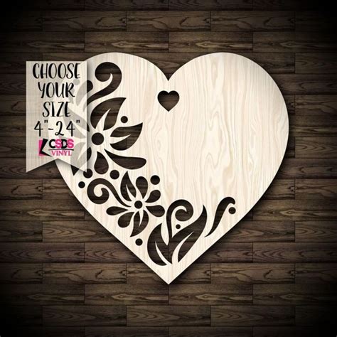 Heart With Floral Cutout Wood Crafts Crafts Wood Hearts