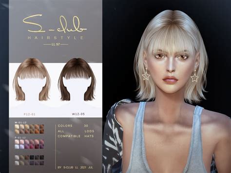 Short Bang Hairstyle For Female By S Club Sims Hair Hairstyles With
