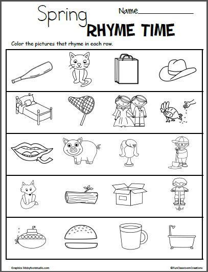 Spring Color The Rhymes Worksheets Made By Teachers