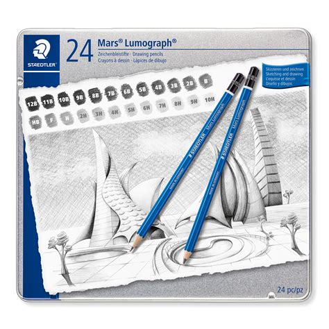 Buy Staedtlermars Lumograph Set Of 24 Drawing Graphite Pencils In Metal