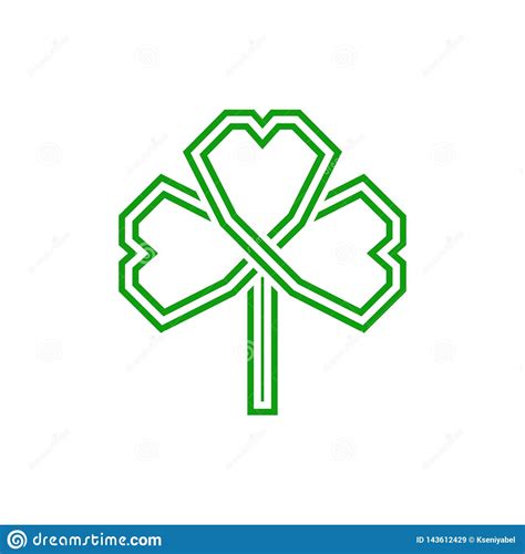 Shamrock Green Three Leaf Icon Flat Logo Stock Illustration