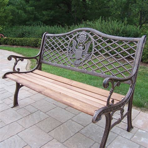 oakland living american eagle wood and cast iron park bench and reviews wayfair