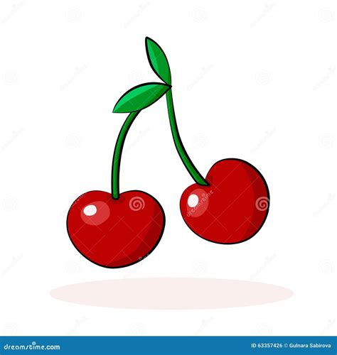 Cartoon Cherry Isolated On White Background Stock Vector Illustration