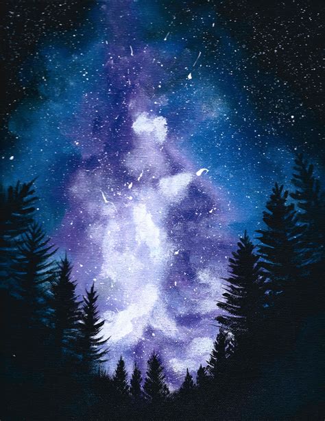 Nebula Forest 8x10 Giclee Print Galaxy Space Painting Etsy