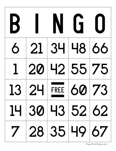 Large Printable Bingo Cards