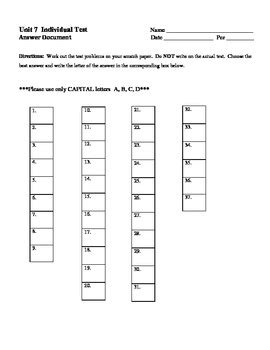 To link to this exponents rules worksheets page, copy the following code to your site Algebra Individual Multiple Choice Test: Unit 7 - Exponent ...
