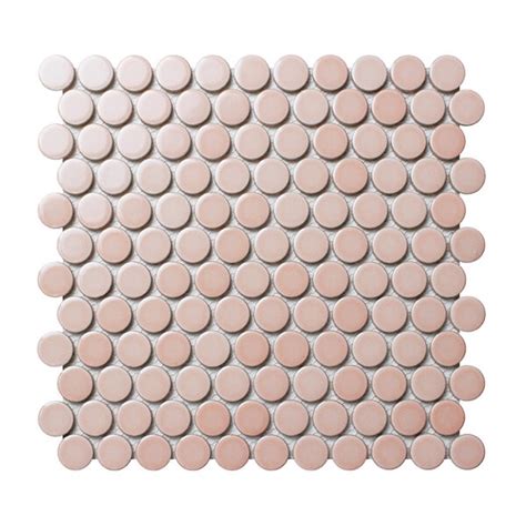Style Selection 28mm Pretty Pink Penny Round Ceramic Tile Penny Round Ceramic Tile Mosaic