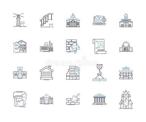 Real Estate And Land Line Icons Collection Housing Property Acres