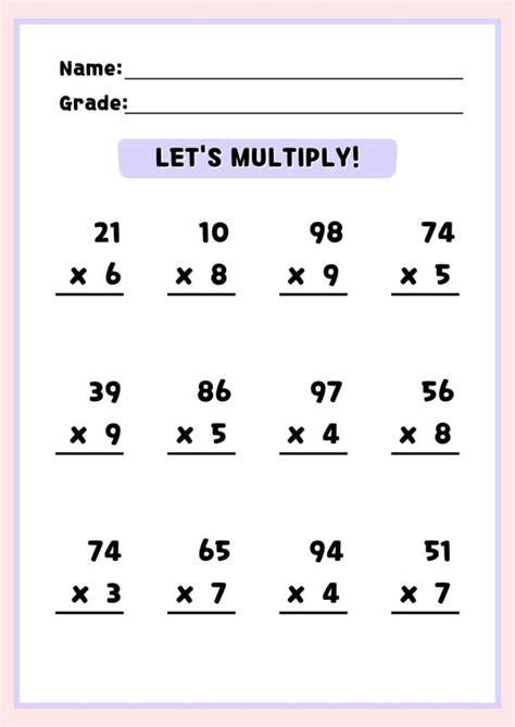 Free Multiplication Worksheet Templates To Use And Print Canva