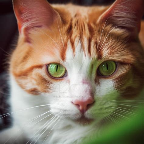 Face Of Orange Cat With Green Eyes Photography By Coolarts223 On