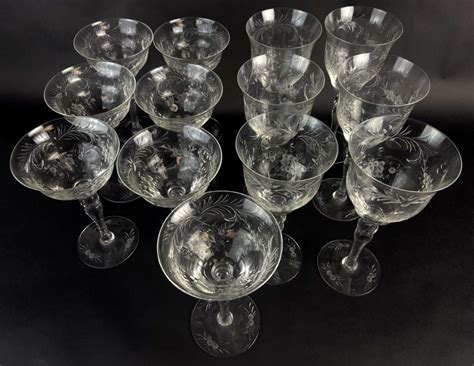 Lot Vintage Hawkes Cut Crystal Wine Glasses