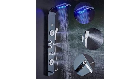 ELLO ALLO Stainless Steel Shower Panel Tower System LED Shower Head