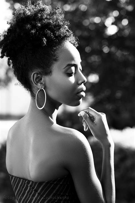 Beautiful Young African Woman Black And White Portraits Outdoor