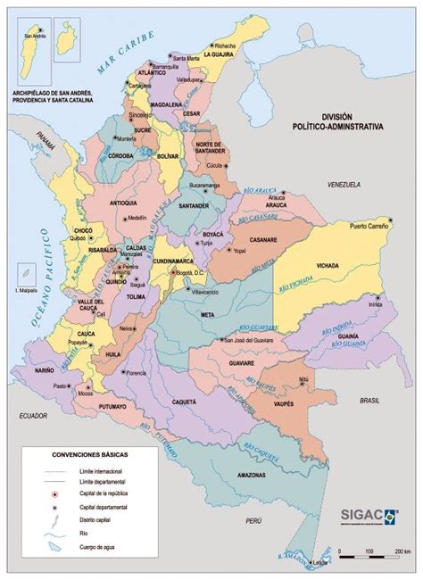 Grande Detallado Mapa Político Y Administrativo De Colombia Colombia