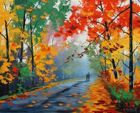 Autumn Oil Painting Trees Painting Original Painting Colorful