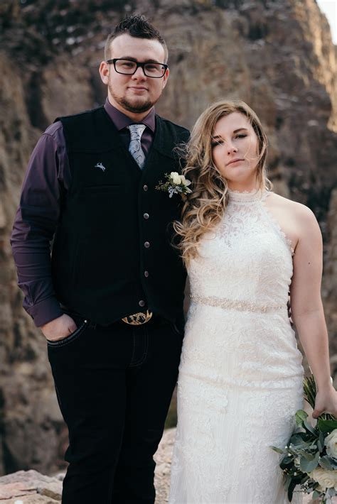 Canyon Views For This Bride And Groom At Their Winter Wedding In Cody