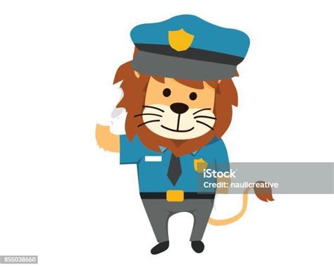 경찰에서 귀여운 고립 된 사자 유니폼 그림 개념에 대한 스톡 벡터 아트 및 기타 이미지 개념 개념과 주제 경찰관 Istock