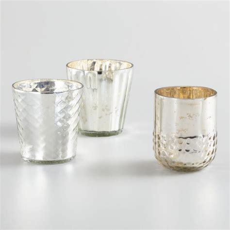 Silver Mercury Glass Votive Candleholders Set Of 3 With Images