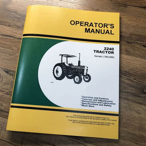 Operators Manual For John Deere 2240 Tractor Owners Maintenance Sn Up