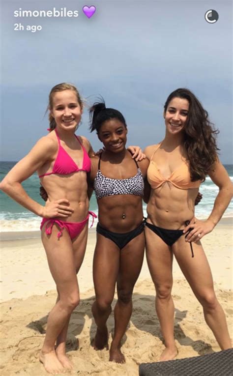 Simone Biles And Teammates Celebrate Their Olympic Win At The Beach E
