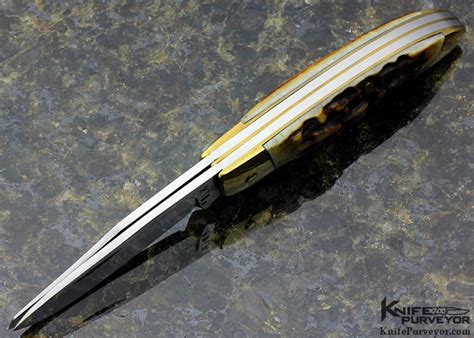 Cliff Polk Custom Knife 2 Blade Brass And Stag Slip Joint Knife Purveyor