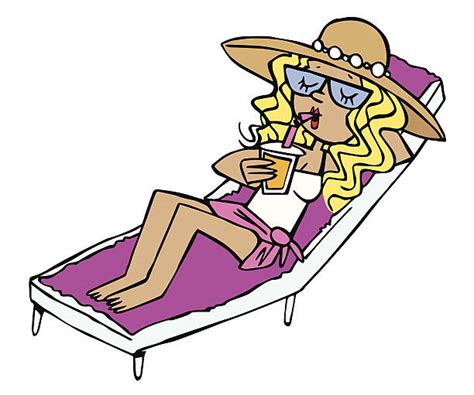Best Sunbathing Beach Cartoon Tan Illustrations Royalty Free Vector