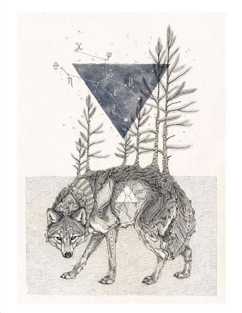 The Wolf Lupus 11 X 14 Art Poster Constellation Print Etsy