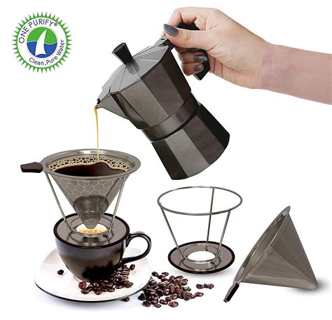 Onepurify Stainless Steel Reusable Coffee Filter Pour Over Coffee